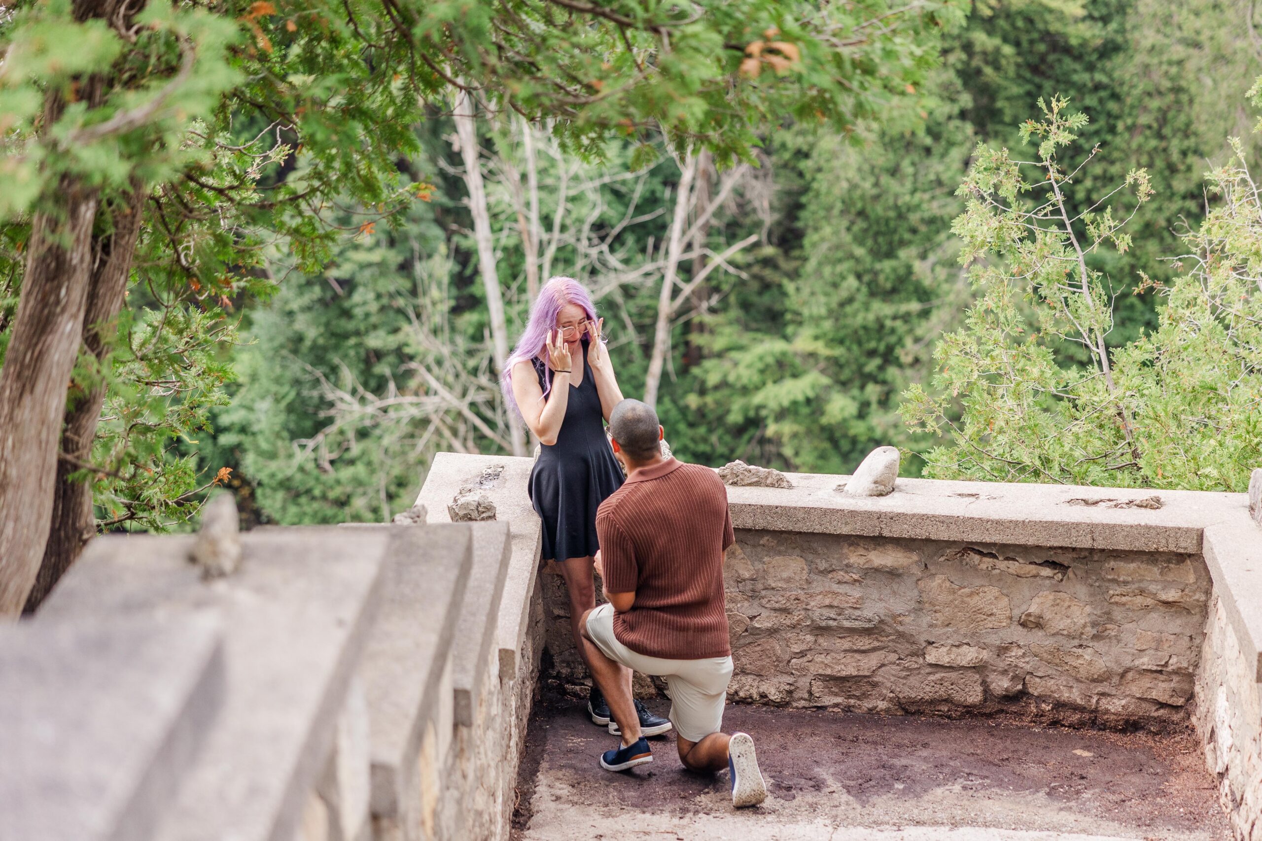 Elora Gorge proposal candid moment at Elora Gorge Conservation Area